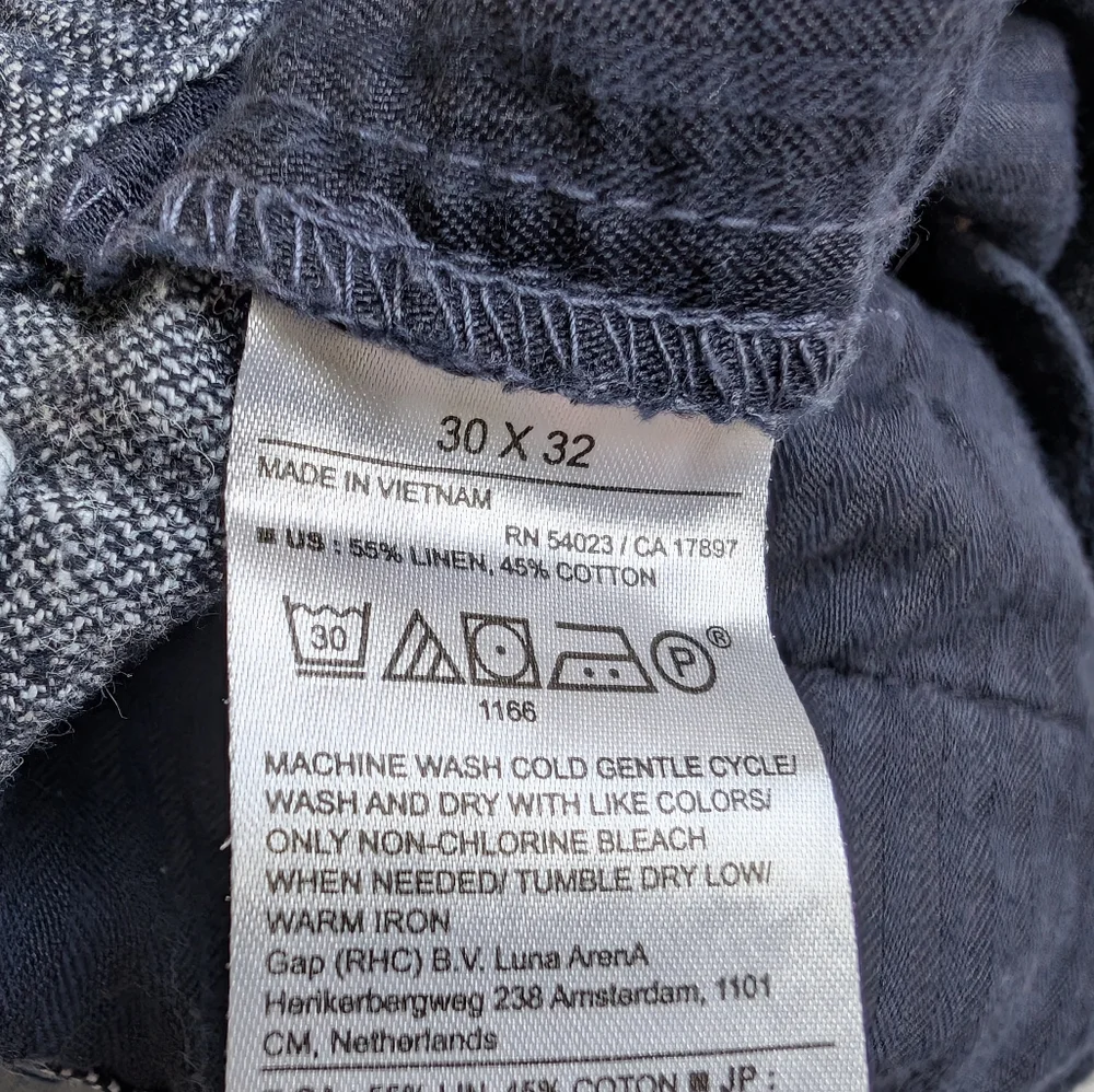 Banana Republic Men's Athletic Fit Tapered Pants, Linen Blend, Blue 30x32